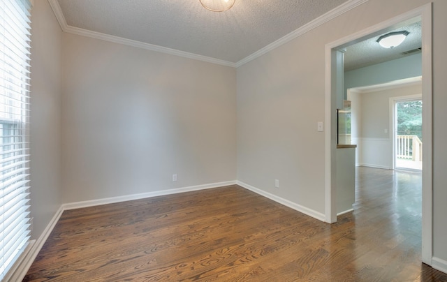 1524 Stone Hill Rd, Mount Juliet, TN 37122 - spare room with a textured ceiling, dark wood-type flooring, and ornamental molding