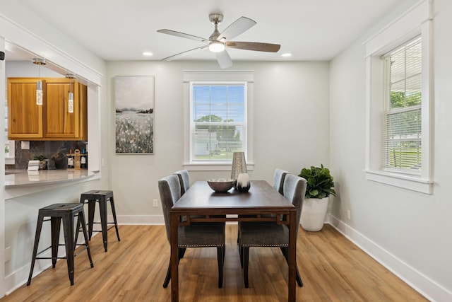 1237 Abiff Rd, Bon Aqua, TN 37025 - dining space featuring plenty of natural light, light wood-style flooring, ceiling fan, and recessed lighting