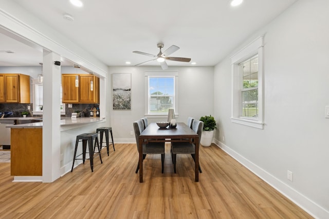 1237 Abiff Rd, Bon Aqua, TN 37025 - dining area featuring light wood-style flooring, recessed lighting, and a ceiling fan