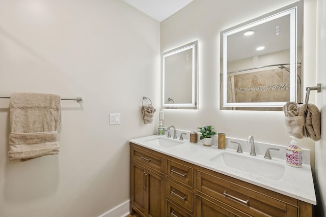 1237 Abiff Rd, Bon Aqua, TN 37025 - bathroom featuring double vanity and a tile shower