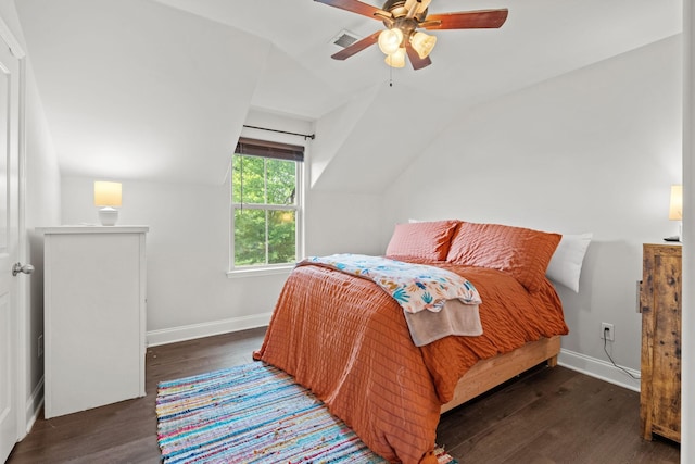 2957 Stewart Campbell Pt, Spring Hill, TN 37174 - bedroom featuring wood finished floors, vaulted ceiling, and a ceiling fan
