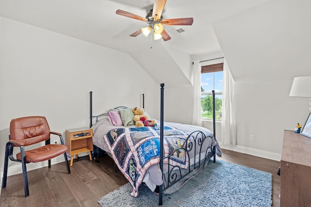 2957 Stewart Campbell Pt, Spring Hill, TN 37174 - bedroom with wood finished floors, vaulted ceiling, and a ceiling fan