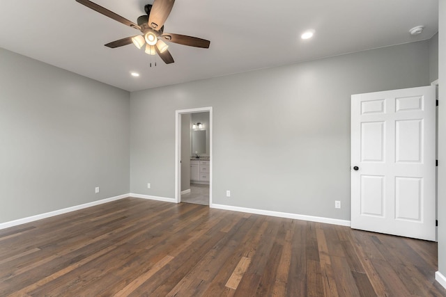 1554 Duncans Chapel Rd, Cookeville, TN 38506 - spare room featuring ceiling fan, dark wood-style floors, a smoke detector, and recessed lighting