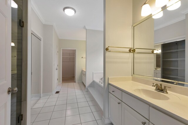 822 Old Jefferson Pike, Smyrna, TN 37167 - full bath with ornamental molding, vanity, a bath, and tile patterned flooring