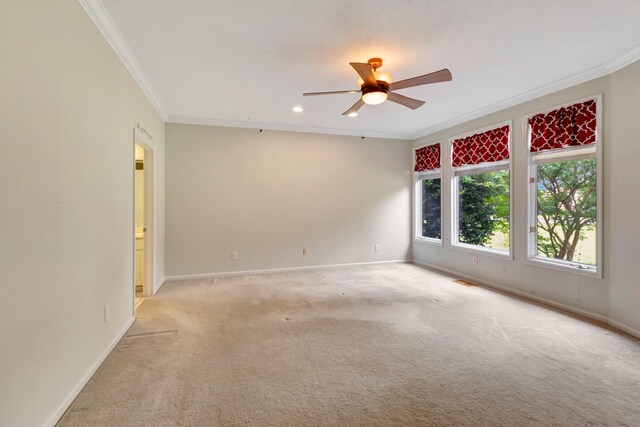 822 Old Jefferson Pike, Smyrna, TN 37167 - unfurnished room with crown molding, ceiling fan, light colored carpet, and recessed lighting