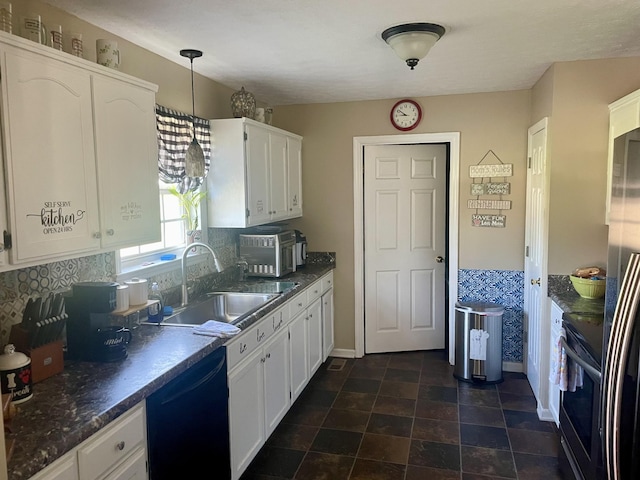 126 Kimberly St, Portland, TN 37148 - kitchen with dishwasher, dark countertops, electric stove, and white cabinetry