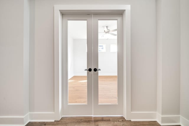 7274 Fairlawn Dr, Fairview, TN 37062 - entryway with french doors, a ceiling fan, and wood finished floors