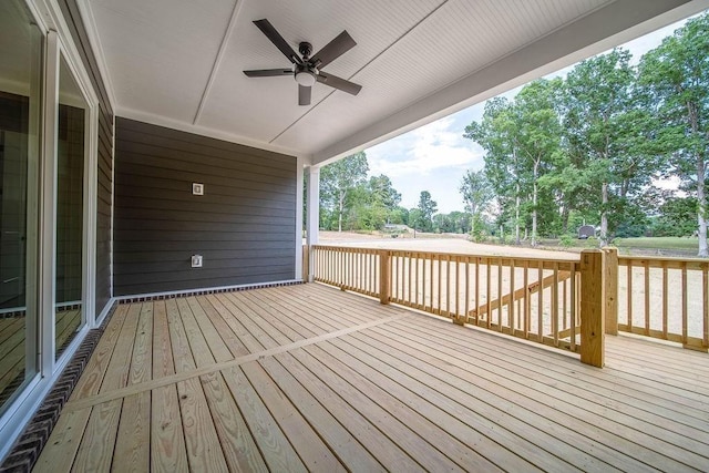 7267 Fairlawn Dr, Fairview, TN 37062 - deck featuring a ceiling fan and view of wooded area