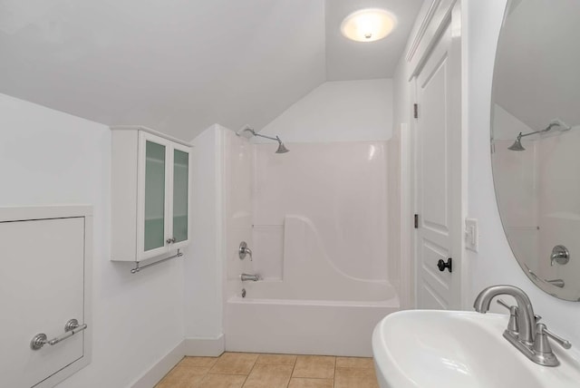 162 Woodmont Blvd, Nashville, TN 37205 - bathroom with lofted ceiling, bathtub / shower combination, and tile patterned floors
