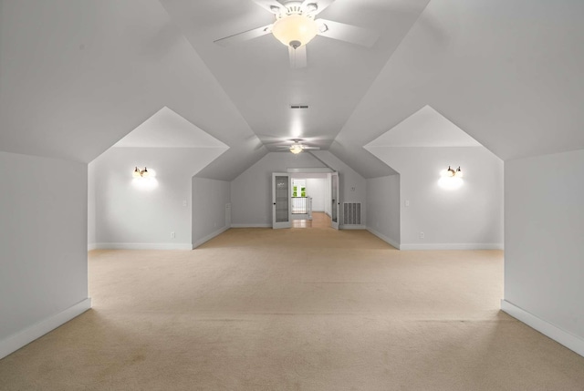 162 Woodmont Blvd, Nashville, TN 37205 - additional living space with a ceiling fan, light carpet, and lofted ceiling