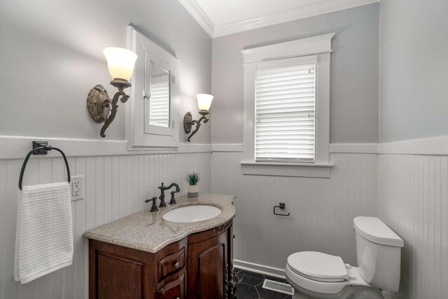 162 Woodmont Blvd, Nashville, TN 37205 - half bath with a wainscoted wall, vanity, and ornamental molding