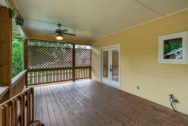 162 Woodmont Blvd, Nashville, TN 37205 - wooden terrace with french doors and ceiling fan