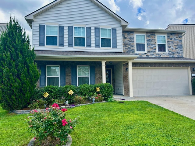 1107 Pickett Rd, Lebanon, TN 37087 - view of front facade featuring a front yard, driveway, a garage, and brick siding