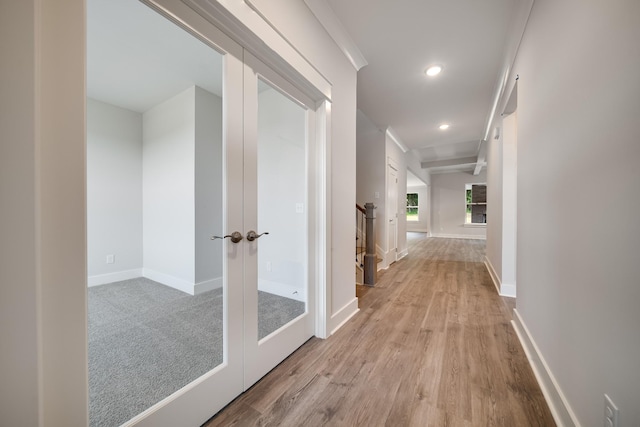 7266 Fairlawn Dr, Fairview, TN 37062 - corridor with french doors, wood finished floors, and recessed lighting