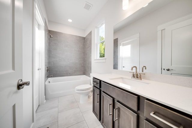 7266 Fairlawn Dr, Fairview, TN 37062 - full bathroom with vanity, shower / tub combination, tile patterned flooring, and recessed lighting