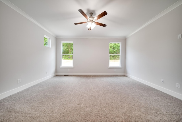 7266 Fairlawn Dr, Fairview, TN 37062 - unfurnished room featuring crown molding, plenty of natural light, a ceiling fan, and light carpet