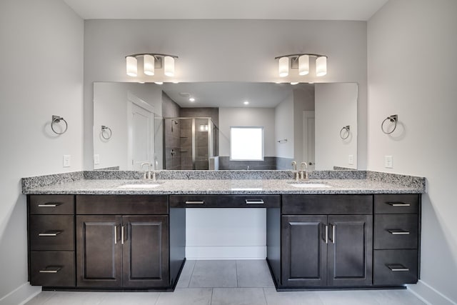 7266 Fairlawn Dr, Fairview, TN 37062 - full bath with a stall shower, double vanity, and tile patterned flooring