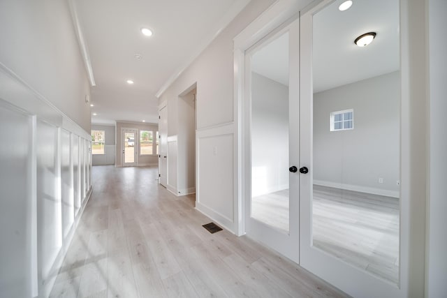 7233 Richvale Dr W, Fairview, TN 37062 - hall with french doors, light wood finished floors, and recessed lighting