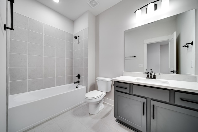 7233 Richvale Dr W, Fairview, TN 37062 - full bathroom featuring vanity, shower / tub combination, tile patterned floors, and recessed lighting