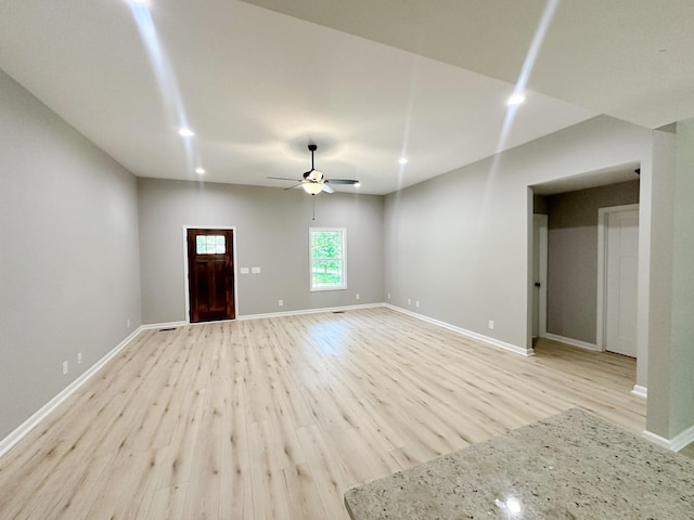 307 Ledgeview Dr, Shelbyville, TN 37160 - unfurnished living room featuring light wood finished floors and a ceiling fan