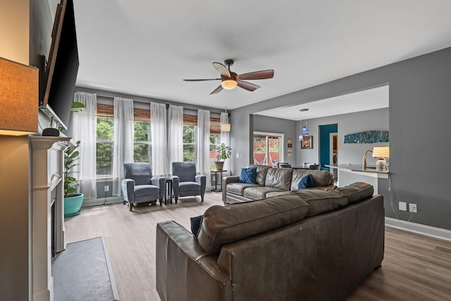 1301 Drury Ln, Mount Juliet, TN 37122 - living room featuring wood finished floors and a ceiling fan