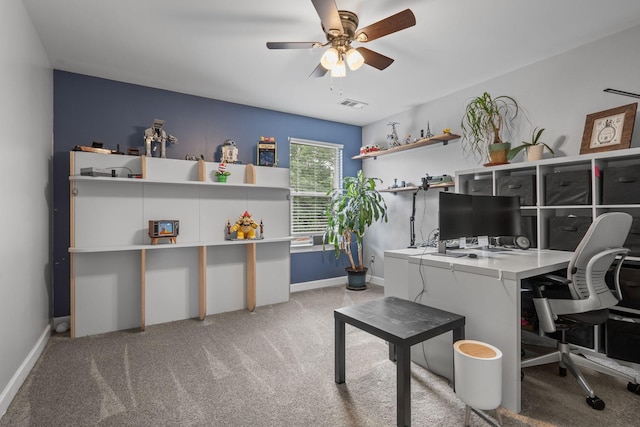 1301 Drury Ln, Mount Juliet, TN 37122 - home office featuring a ceiling fan and light carpet