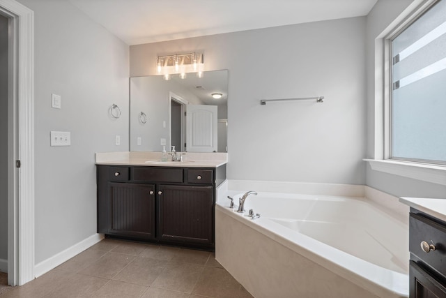 1301 Drury Ln, Mount Juliet, TN 37122 - full bathroom with vanity, a bath, and tile patterned flooring