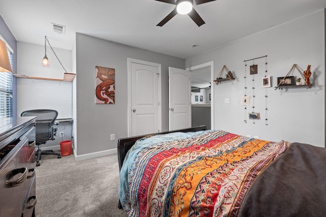 1301 Drury Ln, Mount Juliet, TN 37122 - carpeted bedroom featuring an office area and a ceiling fan