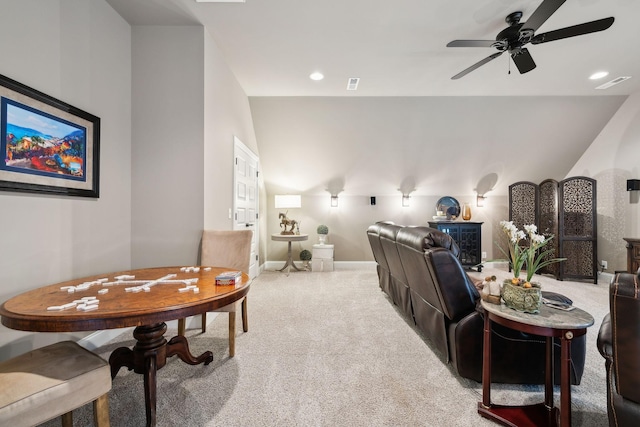 624 Twin View Dr, Murfreesboro, TN 37128 - living room with carpet floors, ceiling fan, and recessed lighting