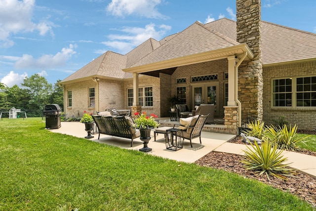 624 Twin View Dr, Murfreesboro, TN 37128 - back of house featuring a shingled roof, a yard, and brick siding