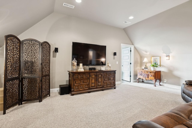 624 Twin View Dr, Murfreesboro, TN 37128 - living area with lofted ceiling, carpet flooring, and recessed lighting