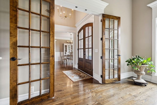 624 Twin View Dr, Murfreesboro, TN 37128 - foyer featuring a chandelier, wood finished floors, and french doors