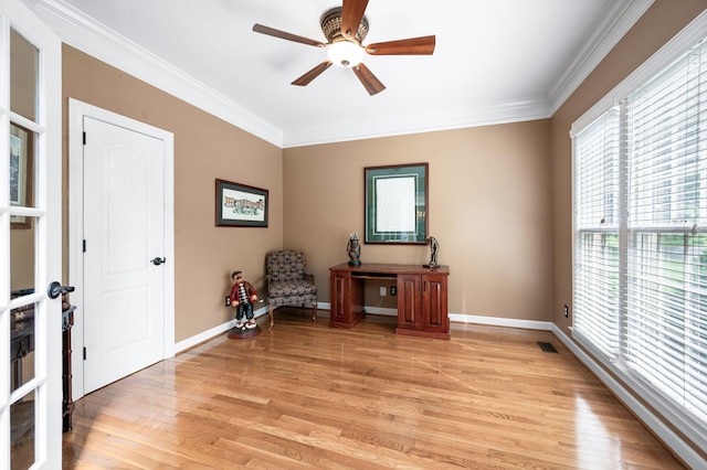 395 Glendower Pl, Franklin, TN 37064 - unfurnished room featuring ornamental molding, light wood-style floors, and a ceiling fan