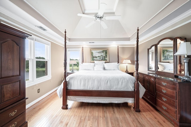 395 Glendower Pl, Franklin, TN 37064 - bedroom with lofted ceiling, light wood-type flooring, and ornamental molding