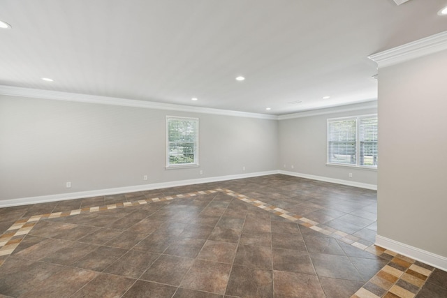1061 Alford Rd, Murfreesboro, TN 37129 - spare room featuring crown molding, recessed lighting, inlaid floor details, and tile patterned floors