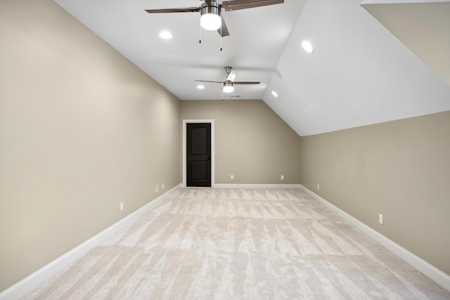 773 Curve St, Chattanooga, TN 37405 - bonus room with ceiling fan, lofted ceiling, light colored carpet, and recessed lighting