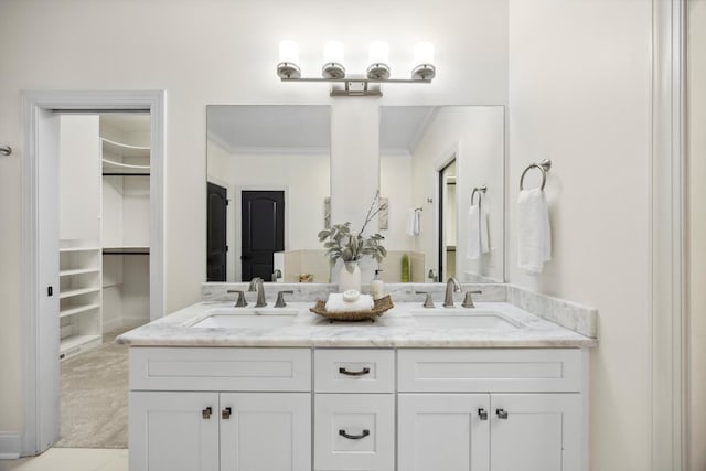 773 Curve St, Chattanooga, TN 37405 - full bath featuring double vanity, ornamental molding, and a spacious closet
