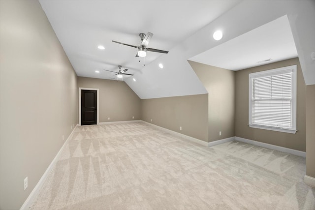 773 Curve St, Chattanooga, TN 37405 - bonus room with light carpet, vaulted ceiling, recessed lighting, and a ceiling fan