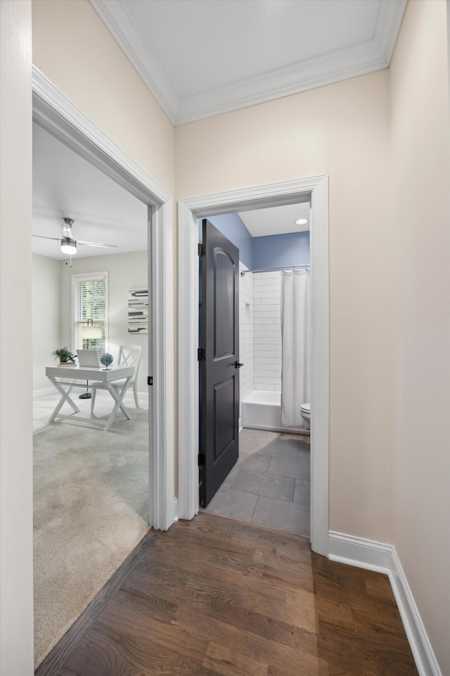 773 Curve St, Chattanooga, TN 37405 - hall with crown molding and wood finished floors