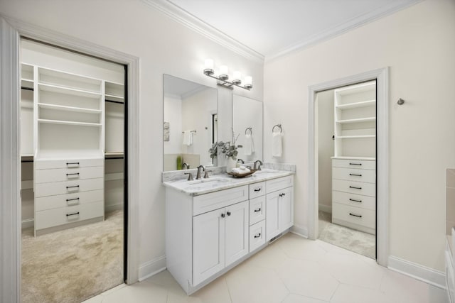 773 Curve St, Chattanooga, TN 37405 - full bathroom with a walk in closet, double vanity, and ornamental molding