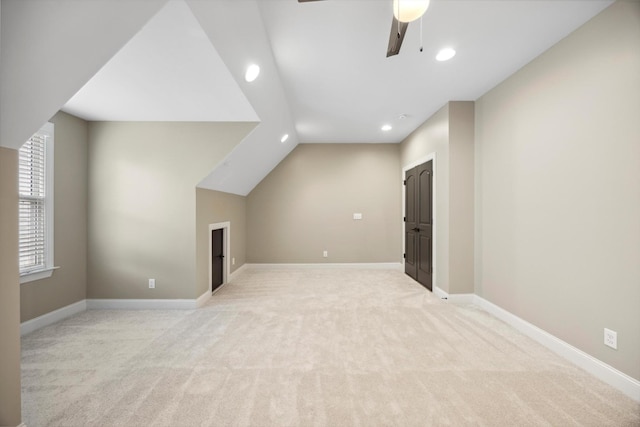 773 Curve St, Chattanooga, TN 37405 - bonus room with light colored carpet, a ceiling fan, recessed lighting, and lofted ceiling