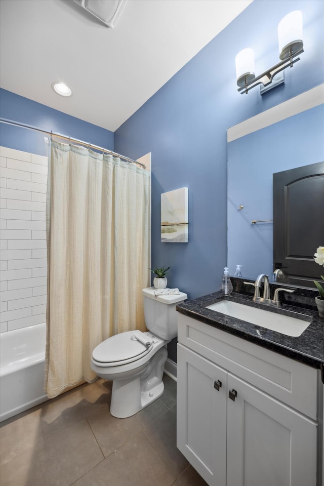 773 Curve St, Chattanooga, TN 37405 - bathroom with vanity, shower / tub combo with curtain, and tile patterned flooring