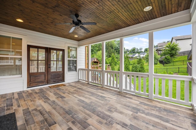 773 Curve St, Chattanooga, TN 37405 - unfurnished sunroom featuring french doors and a ceiling fan