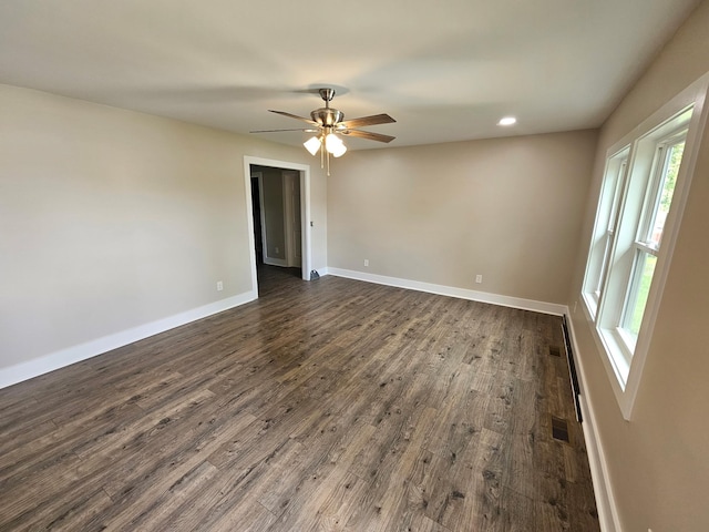 1204 W Lane St, Shelbyville, TN 37160 - spare room with dark wood-type flooring, ceiling fan, and recessed lighting