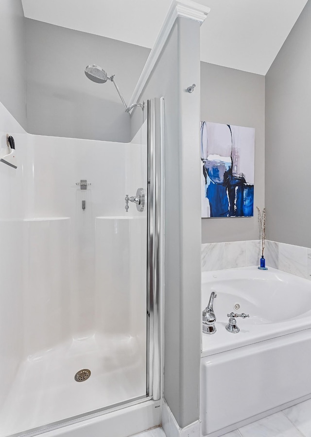 655 Lakeside Dr, Smithville, TN 37166 - bathroom featuring a stall shower and a garden tub