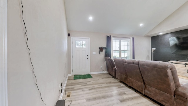 785 Grindstone Hollow Rd, Dickson, TN 37055 - foyer entrance featuring lofted ceiling, light wood-style floors, and recessed lighting