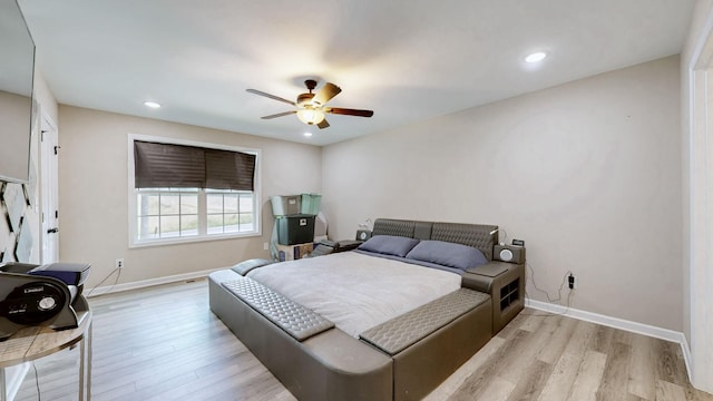 785 Grindstone Hollow Rd, Dickson, TN 37055 - bedroom with light wood-type flooring, ceiling fan, and recessed lighting