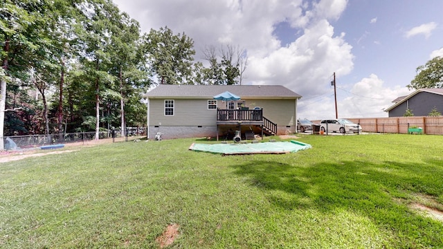 785 Grindstone Hollow Rd, Dickson, TN 37055 - back of house with crawl space, a deck, a fenced backyard, and stairway