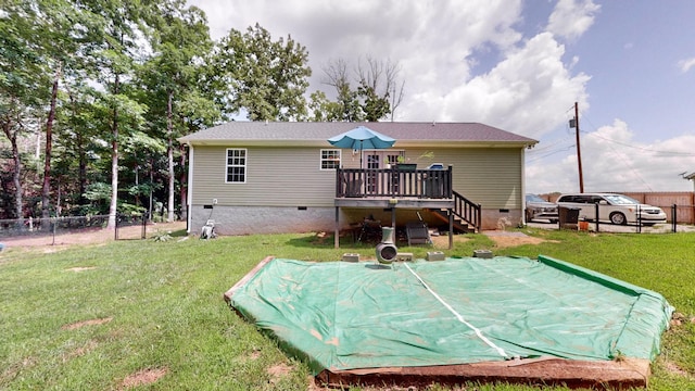 785 Grindstone Hollow Rd, Dickson, TN 37055 - back of house with crawl space, a wooden deck, and stairs