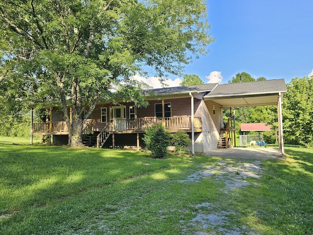 770 Jack Smith Rd, Dunlap, TN 37327 - rear view of house featuring stairs, a yard, a carport, and driveway